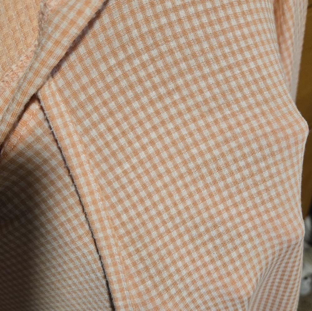 Ladies Weatherproof Vintage Peach White Gingham Hoodie XXL - Picture 3 of 4